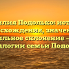 Фамилия Подолько: история происхождения, значение и правильное склонение — все о генеалогии семьи Подолько