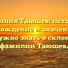 Фамилия Таюшев: история, происхождение и значение. Все, что нужно знать о склонении фамилии Таюшев.