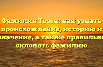 Фамилия Тезек: как узнать происхождение, историю и значение, а также правильно склонять фамилию