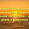 Фамилия Тузин: история происхождения, значение и правильное склонение — все, что нужно знать о фамилии Тузин.