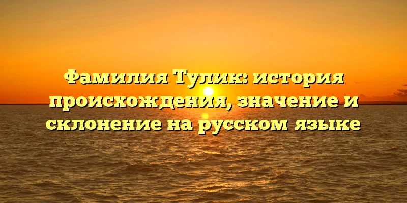 Фамилия Тулик: история происхождения, значение и склонение на русском языке