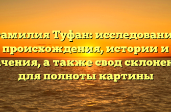 Фамилия Туфан: исследование происхождения, истории и значения, а также свод склонений для полноты картины