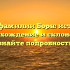 Все о фамилии Борн: история, происхождение и склонение – узнайте подробности!