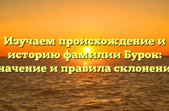 Изучаем происхождение и историю фамилии Бурок: значение и правила склонения