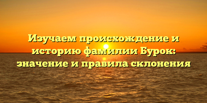 Изучаем происхождение и историю фамилии Бурок: значение и правила склонения