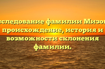 Исследование фамилии Мизова: происхождение, история и возможности склонения фамилии.
