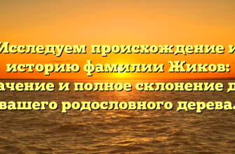 Исследуем происхождение и историю фамилии Жиков: значение и полное склонение для вашего родословного дерева.