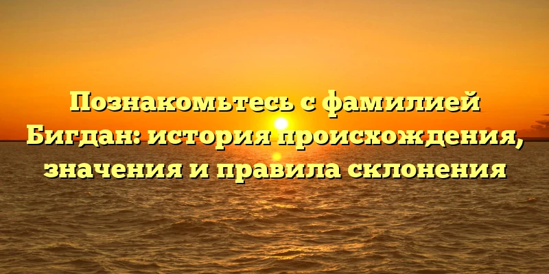 Познакомьтесь с фамилией Бигдан: история происхождения, значения и правила склонения