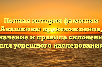 Полная история фамилии Анашкина: происхождение, значение и правила склонения для успешного наследования