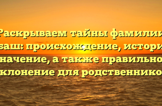 Раскрываем тайны фамилии Айбаш: происхождение, история и значение, а также правильное склонение для родственников