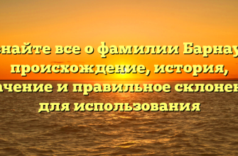 Узнайте все о фамилии Барнаул: происхождение, история, значение и правильное склонение для использования