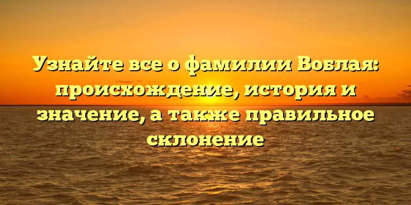 Узнайте все о фамилии Воблая: происхождение, история и значение, а также правильное склонение