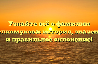 Узнайте всё о фамилии Мелкомукова: история, значения и правильное склонение!