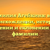 Фамилия Агейкина: все о происхождении, истории, значении и склонении этой фамилии