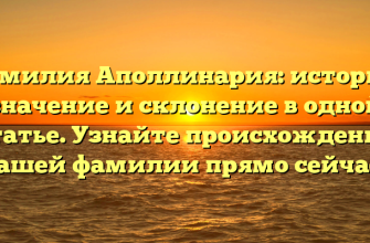 Фамилия Аполлинария: история, значение и склонение в одной статье. Узнайте происхождение вашей фамилии прямо сейчас.