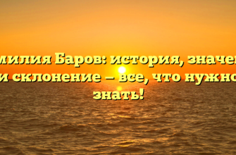 Фамилия Баров: история, значение и склонение — все, что нужно знать!