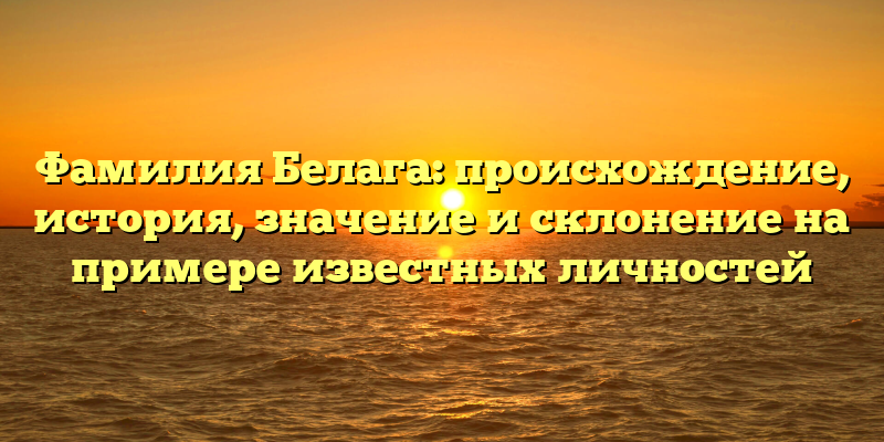 Фамилия Белага: происхождение, история, значение и склонение на примере известных личностей