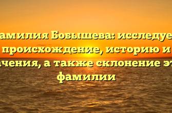 Фамилия Бобышева: исследуем происхождение, историю и значения, а также склонение этой фамилии
