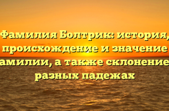Фамилия Болтрик: история, происхождение и значение фамилии, а также склонение в разных падежах
