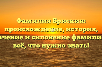 Фамилия Брискин: происхождение, история, значение и склонение фамилии — всё, что нужно знать!