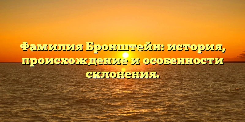 Фамилия Бронштейн: история, происхождение и особенности склонения. Фамилия Бронштейн: история, происхождение и особенности склонения.