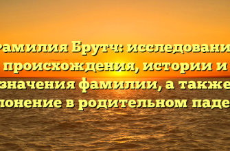 Фамилия Брутч: исследование происхождения, истории и значения фамилии, а также склонение в родительном падеже