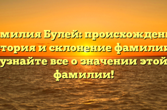 Фамилия Булей: происхождение, история и склонение фамилии — узнайте все о значении этой фамилии!