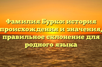 Фамилия Бурко: история происхождения и значения, правильное склонение для родного языка