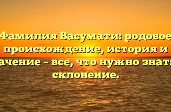 Фамилия Васумати: родовое происхождение, история и значение – все, что нужно знать и склонение.