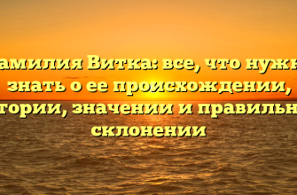 Фамилия Витка: все, что нужно знать о ее происхождении, истории, значении и правильном склонении