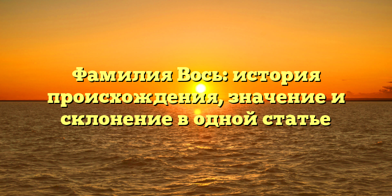 Фамилия Вось: история происхождения, значение и склонение в одной статье