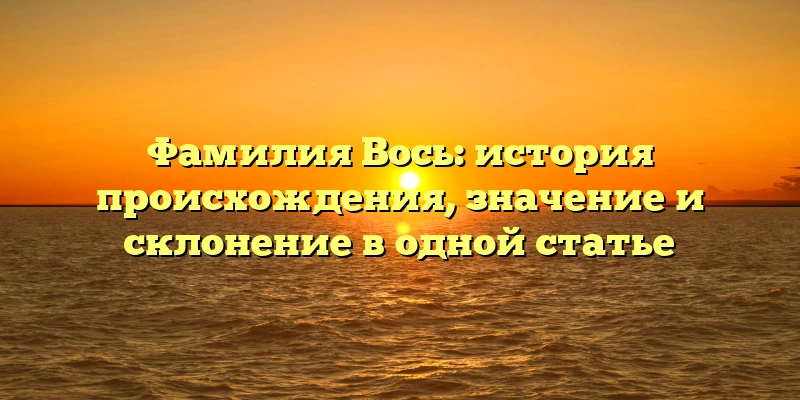Фамилия Вось: история происхождения, значение и склонение в одной статье Фамилия Вось: история происхождения, значение и склонение в одной статье