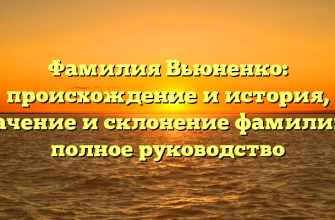 Фамилия Вьюненко: происхождение и история, значение и склонение фамилии — полное руководство