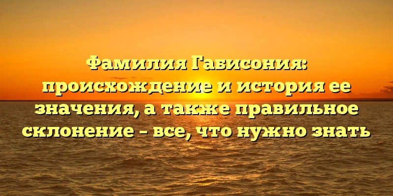 Фамилия Габисония: происхождение и история ее значения, а также правильное склонение – все, что нужно знать