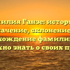 Фамилия Ганзе: история и значение, склонение и происхождение фамилии – все, что нужно знать о своих предках!