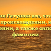Фамилия Гатунок: все, что нужно знать о происхождении, истории и значении, а также склонении фамилии
