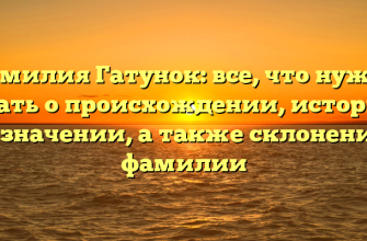 Фамилия Гатунок: все, что нужно знать о происхождении, истории и значении, а также склонении фамилии