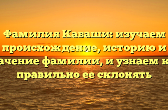 Фамилия Кабаши: изучаем происхождение, историю и значение фамилии, и узнаем как правильно ее склонять