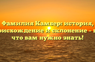 Фамилия Камбер: история, происхождение и склонение – все, что вам нужно знать!