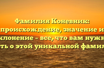 Фамилия Коневник: происхождение, значение и склонение – все, что вам нужно знать о этой уникальной фамилии