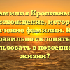 Фамилия Кропивный: происхождение, история и значение фамилии. Как правильно склонять и использовать в повседневной жизни?