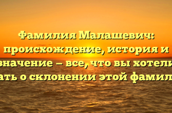 Фамилия Малашевич: происхождение, история и значение — все, что вы хотели знать о склонении этой фамилии