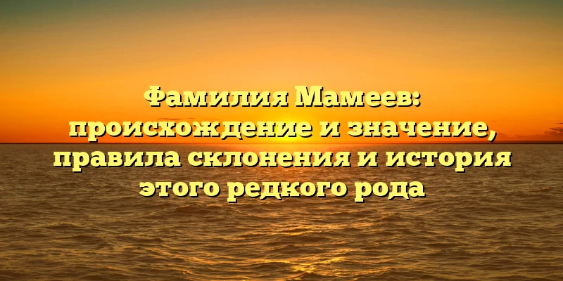 Фамилия Мамеев: происхождение и значение, правила склонения и история этого редкого рода Фамилия Мамеев: происхождение и значение, правила склонения и история этого редкого рода
