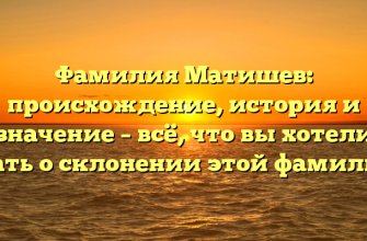 Фамилия Матишев: происхождение, история и значение – всё, что вы хотели знать о склонении этой фамилии.