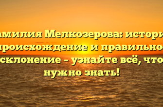 Фамилия Мелкозерова: история, происхождение и правильное склонение – узнайте всё, что нужно знать!