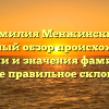 Фамилия Менжинский: подробный обзор происхождения, истории и значения фамилии, а также правильное склонение