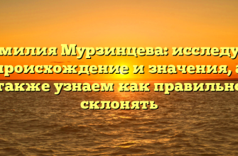 Фамилия Мурзинцева: исследуем происхождение и значения, а также узнаем как правильно склонять