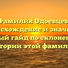 Фамилия Одоевцев: происхождение и значение. Полный гайд по склонению и истории этой фамилии