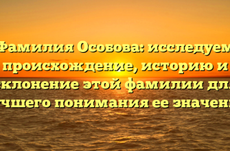 Фамилия Особова: исследуем происхождение, историю и склонение этой фамилии для лучшего понимания ее значения