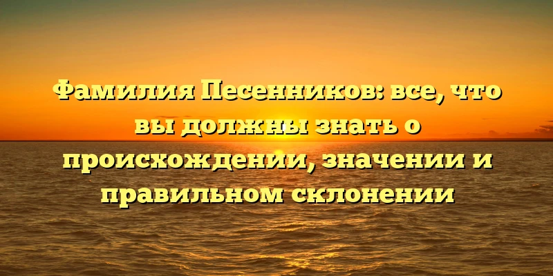 Фамилия Песенников: все, что вы должны знать о происхождении, значении и правильном склонении Фамилия Песенников: все, что вы должны знать о происхождении, значении и правильном склонении